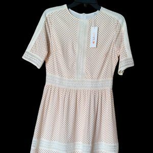 White and Gold Dot Dress with lace detail